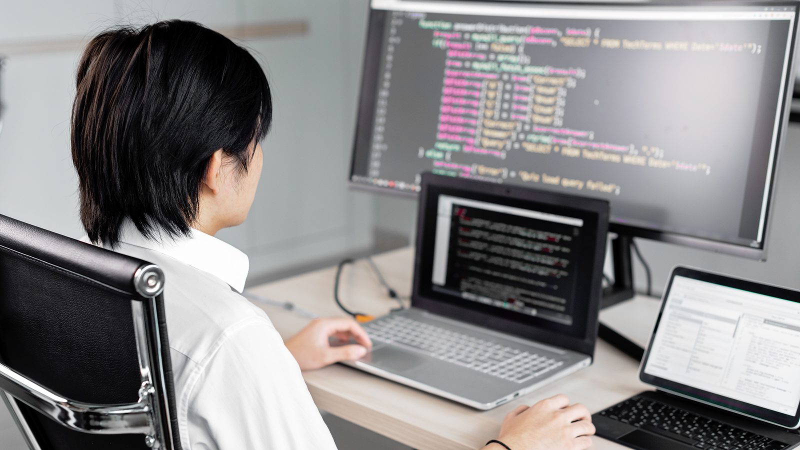 Profil technique au travail devant un ordinateur