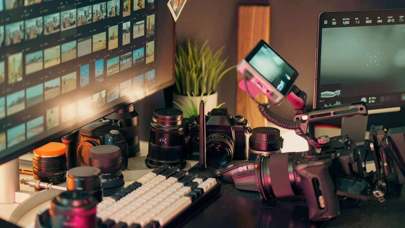 Poste de montage vidéo et matériel de tournage